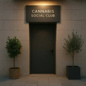 Private cannabis club entrance in Fuengirola for registered members